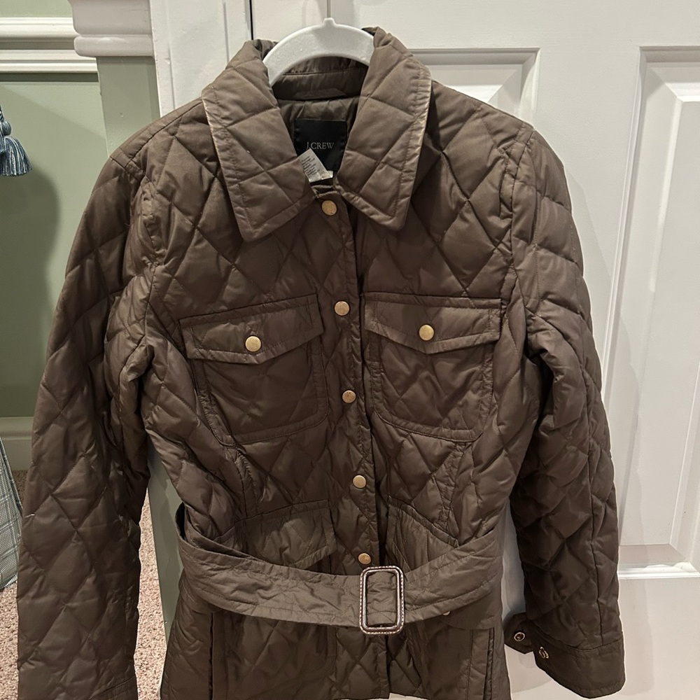 J. Crew Quilted Jacket in Brown with Black Label